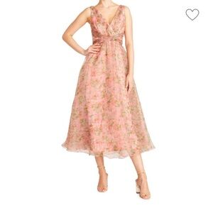 THEIA Conner v-neck floral midi dress in Parisian Florette, sz 2